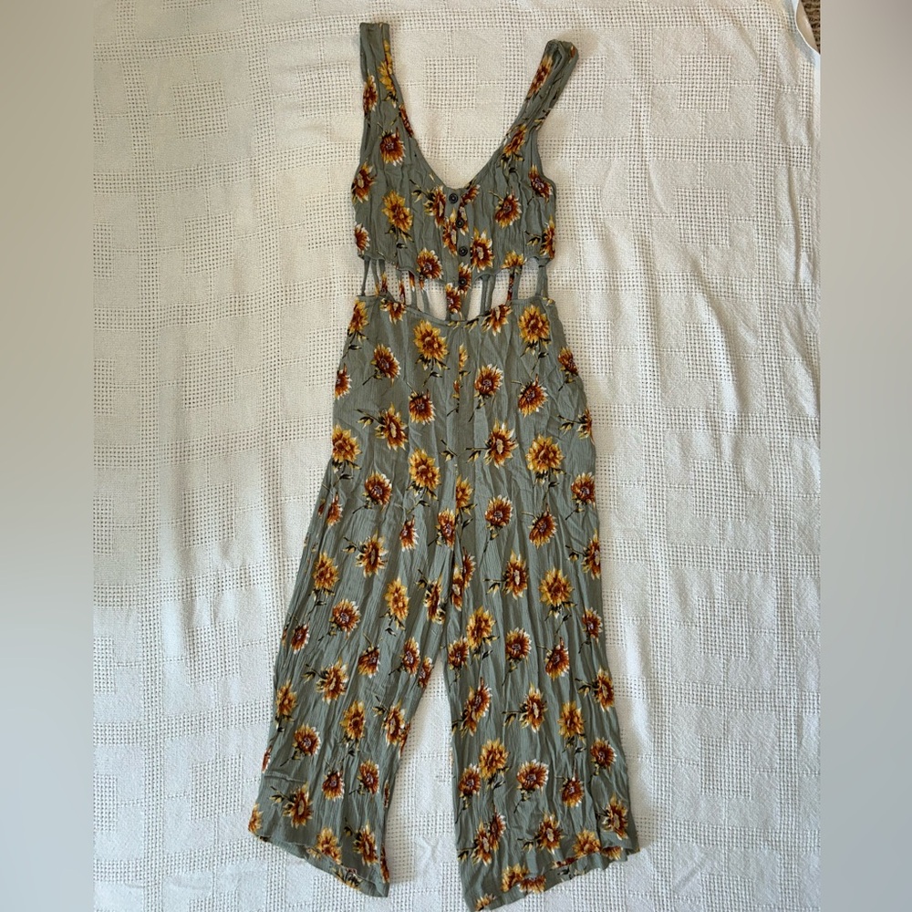 Aakaa Floral Jumpsuit - Olive and Mustard